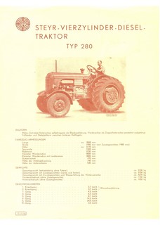 STEYR Betriebsanleitung Vierzylinder Diesel-Traktor Typ 280 